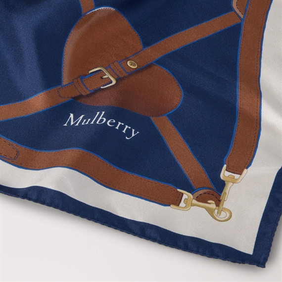Mulberry Heart Square Scarf Pigment Blue Silk Twill